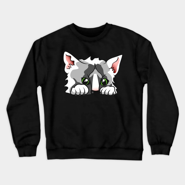 Cute Cat Lurking Funny Kitten Crewneck Sweatshirt by Foxxy Merch